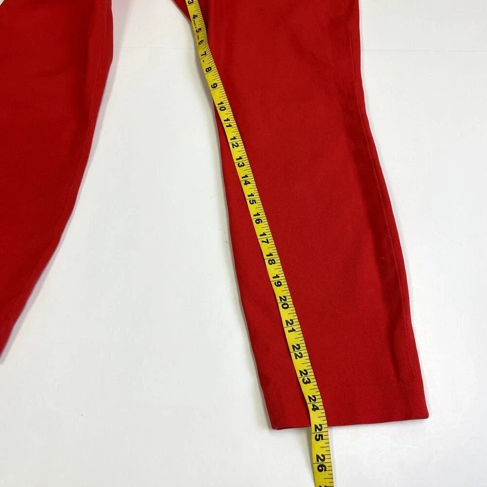 J.Crew Minnie Stretch Pants Red Side Zip Slim Crop Trousers 6 Business Casual